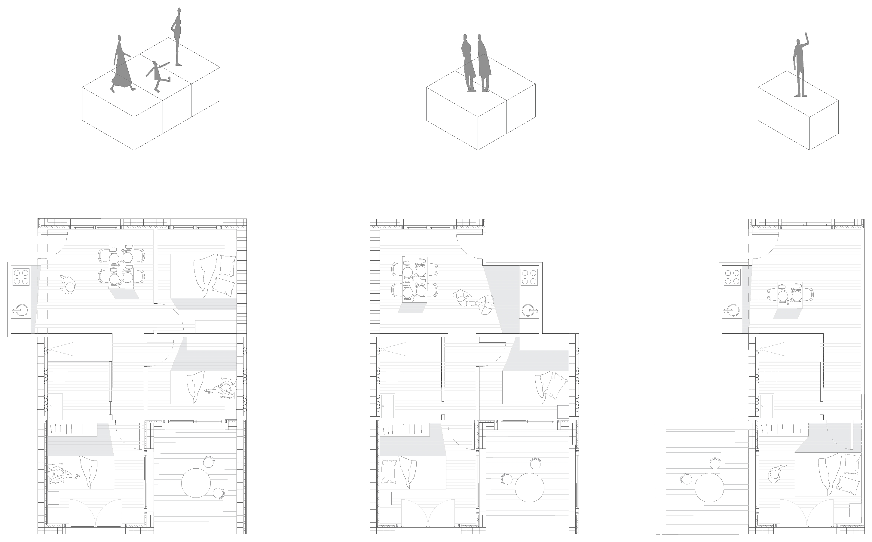 Clusters de vivienda — variaciones tipológicas de las unidades de co-living